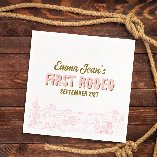 First Rodeo Pink Desert 1st Birthday Paper Napkin Serviette (First Rodeo Pink Desert 1st Birthday Paper Napkin
)