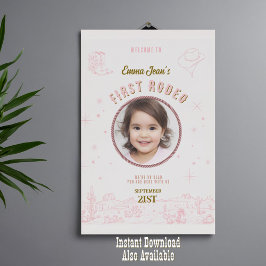 First Rodeo Pink Desert 1st Birthday Welcome Poster