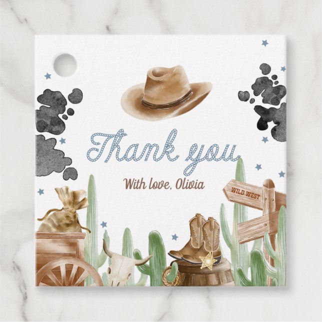 First Rodeo Rustic Wild West Geschenkanhänger (Vorderseite)