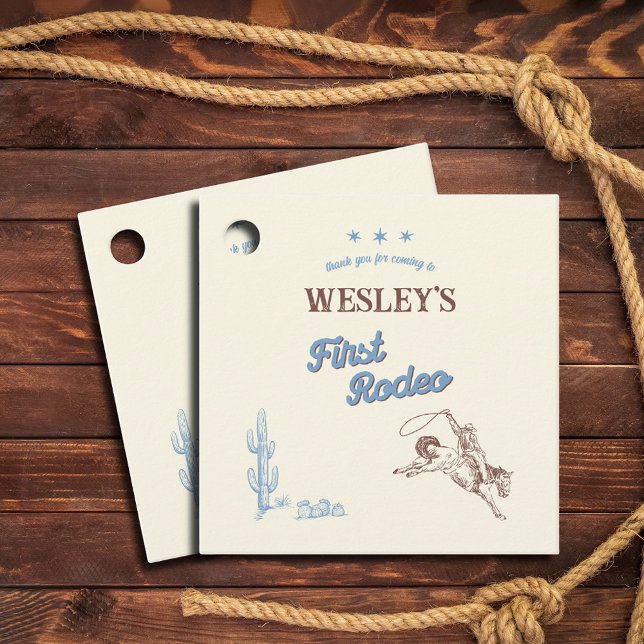 First Rodeo Western 1st Birthday Thank You Geschenkanhänger (First Rodeo Western 1st Birthday Thank You Favor Tags)