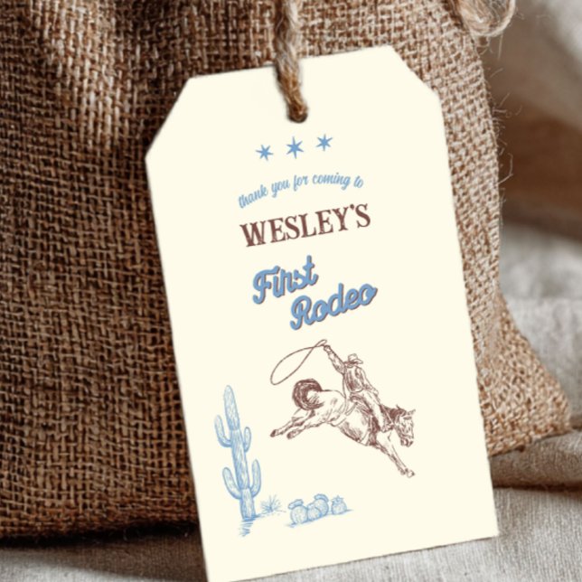 First Rodeo Western 1st Birthday Thank You Geschenkanhänger (First Rodeo Western 1st Birthday Thank You Gift Tags)