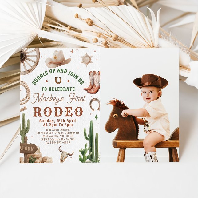 First Rodeo Western Cowboy 1st Birthday Invitation Einladung (Von Creator hochgeladen)