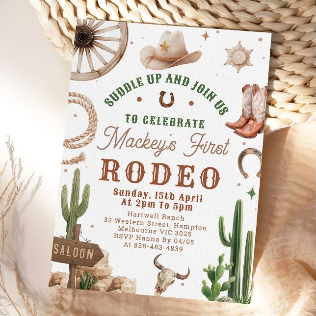 First Rodeo Western Cowboy 1st Birthday Invitation Einladung (Von Creator hochgeladen)