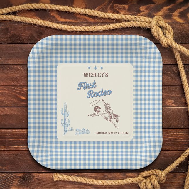 First Rodeo Western Cowboy 1st Birthday  Pappteller (First Rodeo Western Cowboy 1st Birthday Paper Plates)