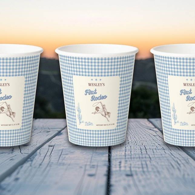 First Rodeo Western Cowboy 1st Birthday Party Pappbecher (First Rodeo Western Cowboy 1st Birthday Party Paper Cups)