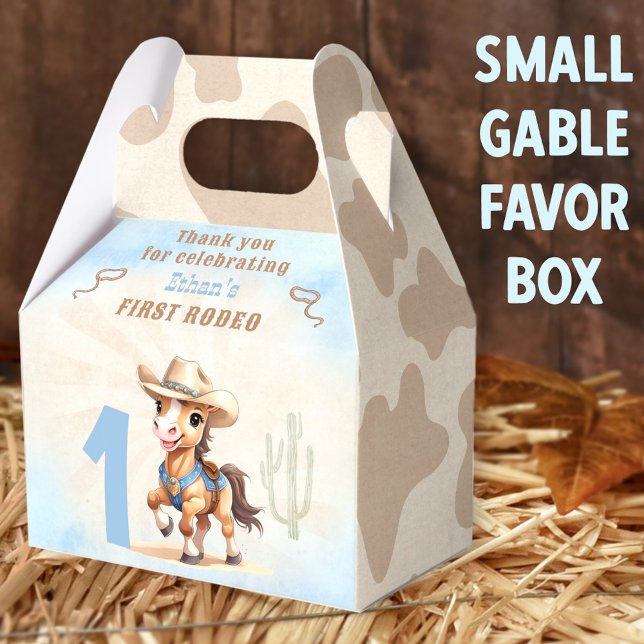 First Rodeo Western Cowboy Birthday Boy Favor Box Geschenkschachtel (1st Rodeo Small Gable Favor Boxes - You can choose from 3 sizes of these gable favor boxes)