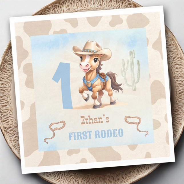 First Rodeo Western Cowboy Birthday Boy Napkins Serviette (First Rodeo Western Cowboy Birthday Boy Napkins)