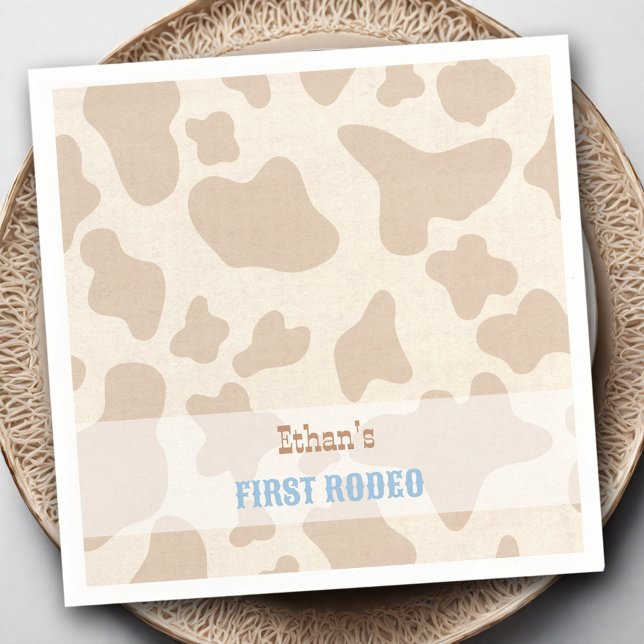 First Rodeo Western Cowboy Cow Printname Napkins Serviette (First Rodeo Western Cowboy Cow Print Name Napkins)