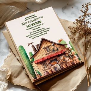 First Rodeo Western Cowboy First Birthday Einladung