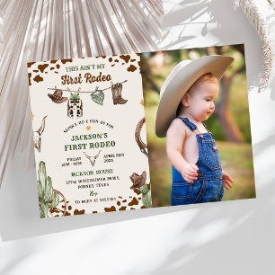 First Rodeo Western Cowboy First Birthday Foto Einladung