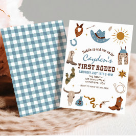 First Rodeo Western Cowboy First Birthday Invitati Einladung