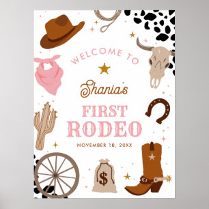 First Rodeo Western Girl First Birthday Willkommen Poster