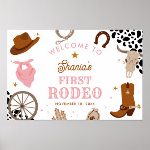 First Rodeo Western Girl First Birthday Willkommen Poster