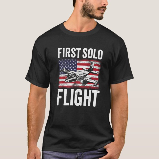 First Solo Flight Plane Aircraft Pilot Flight   T-Shirt (Vorderseite)