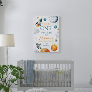 First Space Adventure Boy Birthday Willkommen Poster