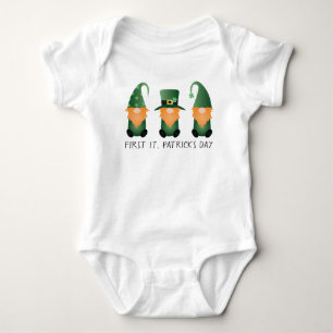 First St Patricks Day Gnomes Green Orange Baby Strampler