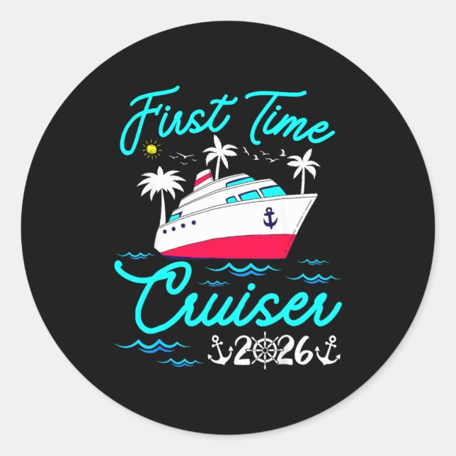 First Time Cruiser 2026 1st Cruise Vacation Family Runder Aufkleber (Vorderseite)
