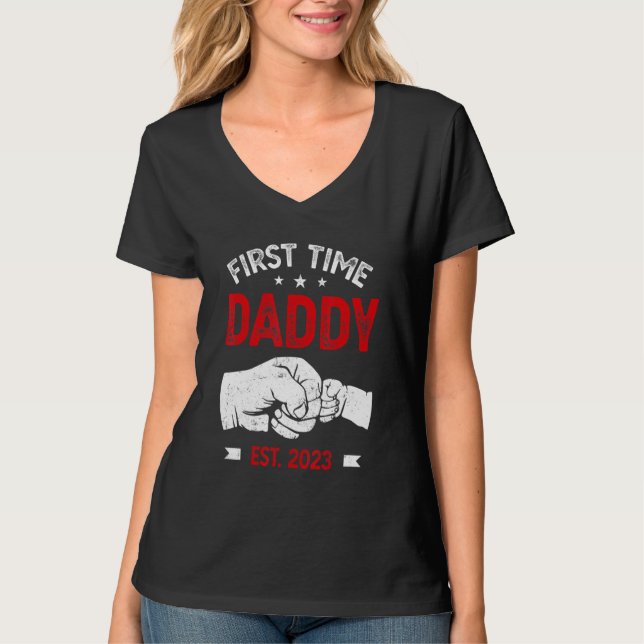 First Time Dad 2023 Father s Day Promoted Daddy Me T-Shirt (Vorderseite)