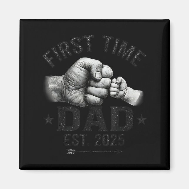 First Time Dad Est 2025 Fist Bump New Dad Father's Magnet (Vorne)
