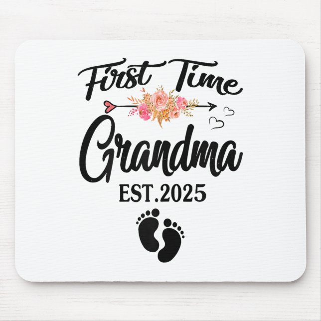 First Time Grandma 2025 Mothers Day Promoted To Gr Mousepad (Vorne)