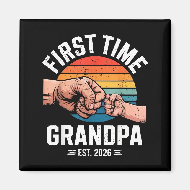 First Time Grandpa Est 2026 Baby Announcement Grea Magnet (Vorne)