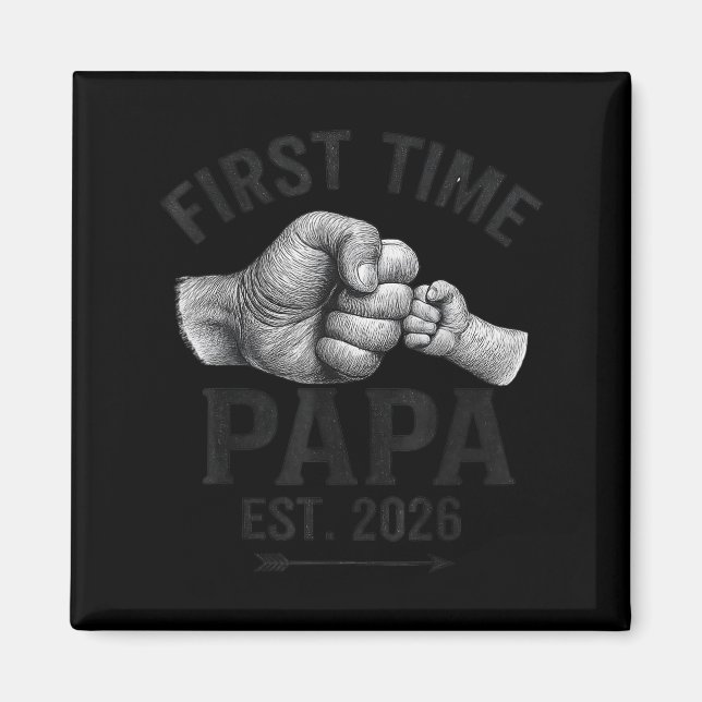 First Time Papa Est 2026 Fist Bump New Dad Father' Magnet (Vorne)