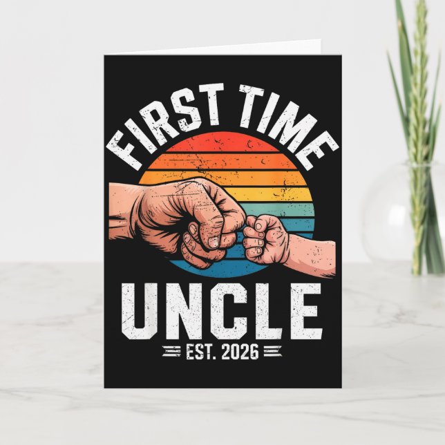 First Time Uncle Est 2026 Baby Announcement Great  Karte (Vorderseite)