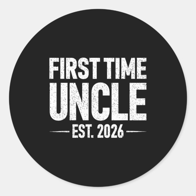 First Time Uncle Est. 2026 Funny New Uncle  Runder Aufkleber (Vorderseite)