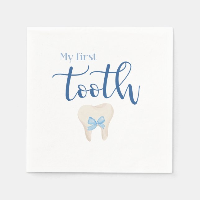 First Tooth - Agra Hadig Minimalistisch Blue Serviette (Vorderseite)