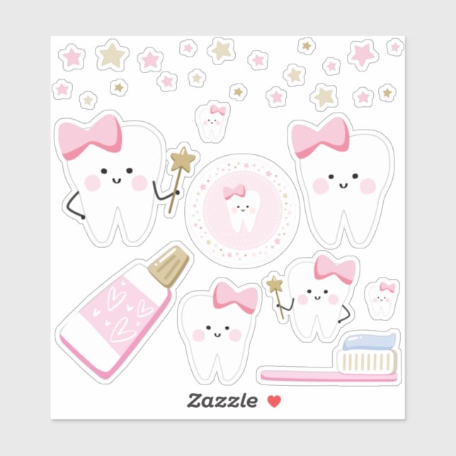 First Tooth Baby Girl Scrapbook oder Party Decke Aufkleber (Blatt)