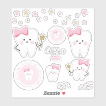 First Tooth Baby Girl Scrapbook oder Party Sticker