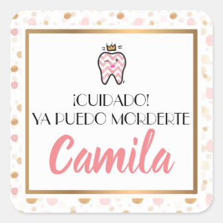 First tooth Label Quadratischer Aufkleber