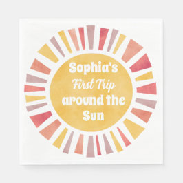 First Trip Around Sun Ballon For Girl Serviette