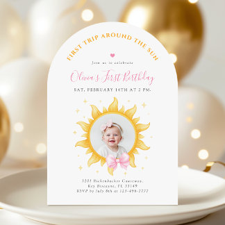 First Trip Around the Sun 1st Birthday Invitation Einladung