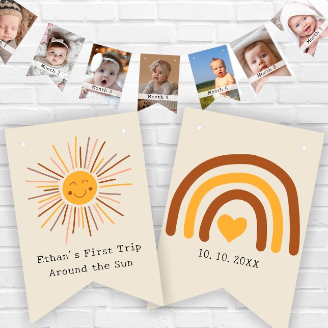 First Trip Around The Sun Custom 1st Birthday Boho Wimpelkette (Von Creator hochgeladen)