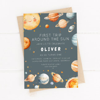 First Trip Around the Sun First Birthday  Einladung