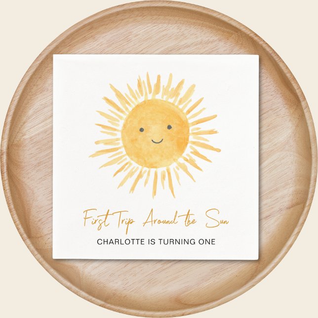 First Trip Around The Sun Girl 1st Birthday Party Serviette (Von Creator hochgeladen)