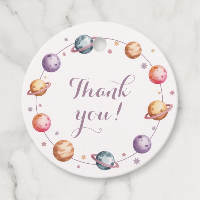 First Trip Around the Sun Girl Birthday Thank You Geschenkanhänger (Vorderseite)