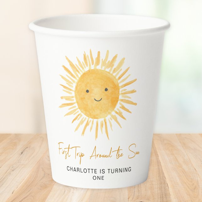First Trip Around The Sun Girl's Birthday Party Pappbecher (Von Creator hochgeladen)