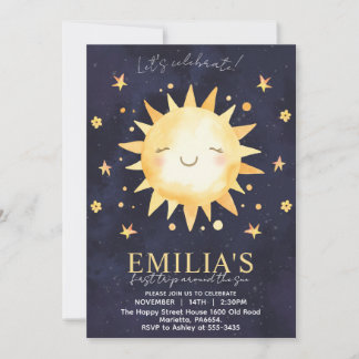 First Trip Around The Sun Invitation for Birthday Einladung