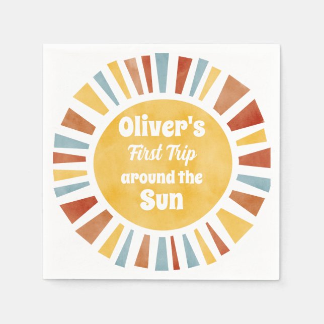 First Trip Around The Sun Invitation Serviette (Vorderseite)