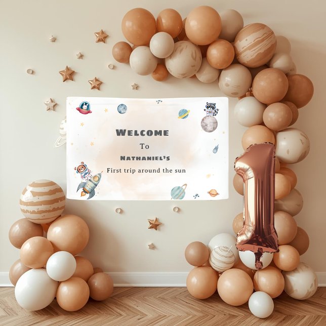 First Trip Around the Sun space animals Birthday  Banner (Von Creator hochgeladen)
