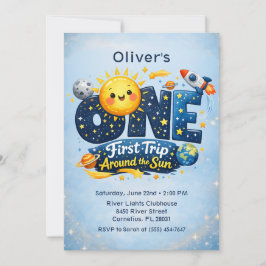 First Trip Around the Sun Space First Birthday Einladung