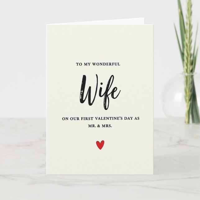 First Valentines Mr And Mrs Wife Card Karte (Vorderseite)