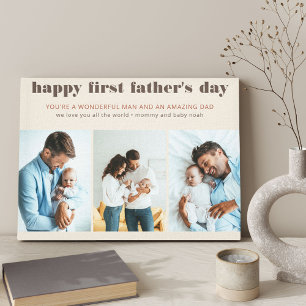 First Vatertag Name 3 Foto Cream Canvas Print Leinwanddruck