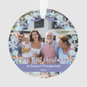 First Xmas New Baby Großeltern Snowflakes Ribbon Ornament