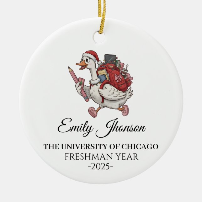 First Year At College Ornament, College Christmas  Keramik Ornament (Vorne)