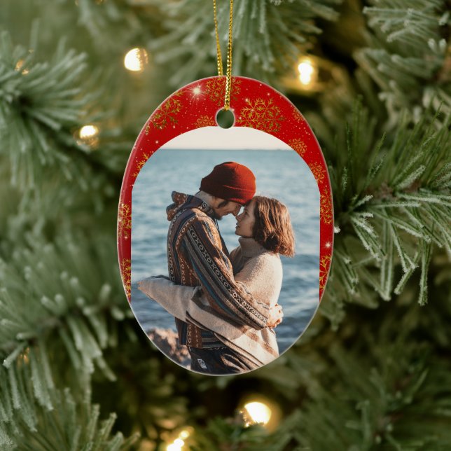 First Year Dating Couples Christmas Keramik Ornament (Baum)
