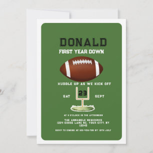 First Year Down Football 1. Geburtstag Einladung