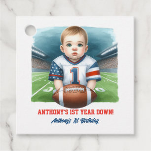First Year Down Football 1. Geburtstag Geschenkanhänger